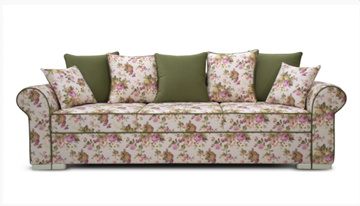 Прямой диван Ameli (Arcadia rose+shaggy green+glance bone) в Брянске