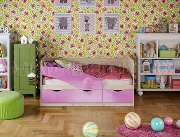 Кровать в детскую Бабочки 800*1600, Сиреневый глянец в Брянске