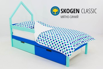 Кровать-домик мини Skogen мятно-синий в Брянске