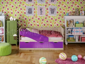 Кровать детская Бабочки 800*1600, Фиолетовый глянец в Брянске