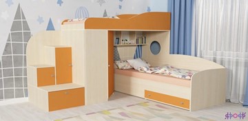 Детская кровать-шкаф Кадет-2, корпус Дуб, фасад Оранжевый в Брянске