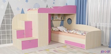 Детская кровать-шкаф Кадет-2, корпус Дуб, фасад Розовый в Брянске