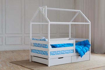 Кровать односпальная детская Домик с ящиками, цвет белый в Брянске
