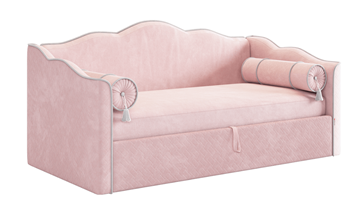 Детская кровать с подъемным механизмом Лея (Софа) 90х200 (нежно-розовый (велюр)/галька (велюр)) в Брянске