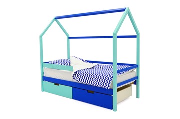 Кровать-домик детская Svogen синий-мятный в Брянске