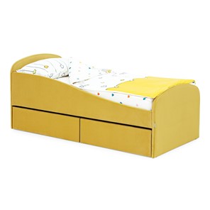 Кровать в детскую с ящиками Letmo 190х80 горчичный (велюр) в Брянске