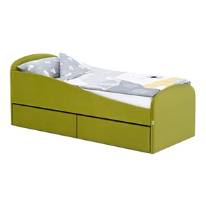 Мягкая кровать с ящиками Letmo 190х80 оливковый (велюр) в Брянске