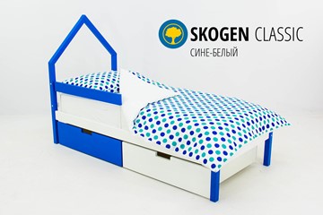 Детская кровать-домик мини Skogen сине-белый в Брянске