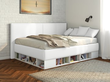 Подростковая кровать Орматек Lancaster 1, 120х200, ЛДСП белая, экокожа белая в Брянске