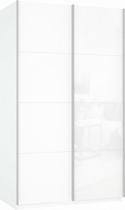 Шкаф 2-створчатый Прайм (ДСП/Белое стекло) 1600x570x2300, белый снег в Брянске