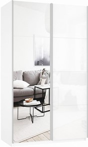 Шкаф Прайм (Зеркало/Белое стекло) 1600x570x2300, белый снег в Брянске