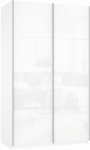 Шкаф 2-дверный Прайм (Белое стекло/Белое стекло) 1600x570x2300, белый снег в Брянске
