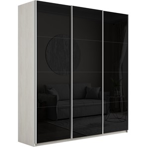 Шкаф 3-створчатый Широкий Прайм (Черное стекло) 2400x570x2300, Ясень Анкор светлый в Брянске