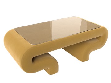 Стеклянный столик в гостиную Волна, желтый (микровельвет) в Брянске