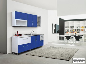 Малогабаритная кухня Мыло 224 2000х718, цвет Синий/Белый металлик в Брянске