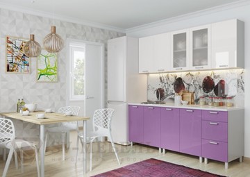 Кухонный гарнитур угловой Модерн, белый глянец/фиолетовый металлик в Брянске