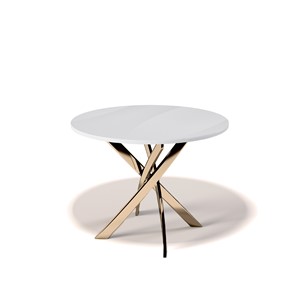 Стеклянный стол Kenner R1000 (Золото/Стекло белое глянец) в Брянске