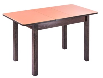 Кухонный стол раздвижной Айсберг-07 СТ1, венге ЛДСП/стекло оранжевое/42 прямые массив венге в Брянске