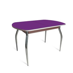 Кухонный стол раздвижной ПГ-02 СТ2, дуб молочный/фиолетовое стекло/35 хром гнутые металл в Брянске