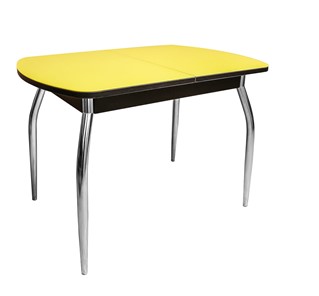 Кухонный раздвижной стол ПГ-01 СТ2, венге/желтое стекло/35 хром гнутые металл в Брянске