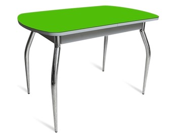 Стол кухонный ПГ-04 СТ белое/зеленое стекло/хром фигурные в Брянске
