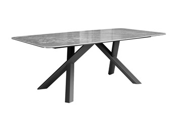 Керамический обеденный стол DikLine KS220 керамика Monsoon (серый глянец JA688) / опоры черные в Брянске
