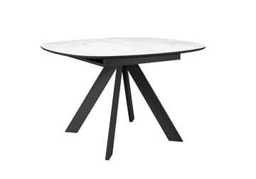 Керамический обеденный стол DikLine BK100 Керамика Белый мрамор/подстолье черное/опоры черные в Брянске