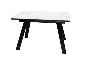 Керамический обеденный стол DikLine DKL140 Керамика Белый мрамор/опоры черные (2 уп.) в Брянске