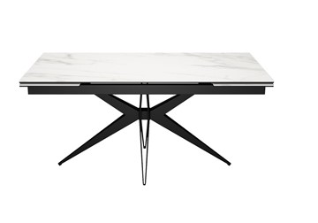 Керамический кухонный стол DikLine KW160 мрамор С41 (керамика белая)/опоры черные в Брянске