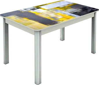 Кухонный раздвижной стол Гамбург исп.1 ноги метал. крашеные №23, Фотопечать (Текстура №51) в Брянске