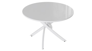Круглый стол на кухню Diamond тип 2 (Белый муар/Белый глянец) в Брянске