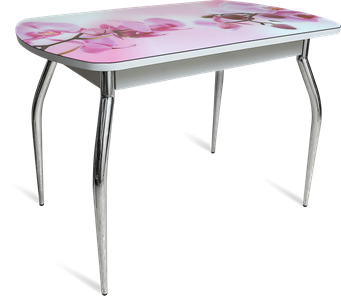 Стеклянный стол ПГ-04 СТФ белое/орхидея/хром фигурные в Брянске
