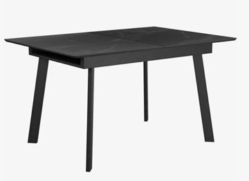 Стеклянный кухонный стол раздвижной  DikLine SFH125 стекло Оптивайт Черный мрамор/подстолье черное в Брянске