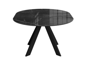 Стол из стекла раздвижной DikLine SFC110 d1100 стекло Оптивайт Черный мрамор/подстолье черное/опоры черные в Брянске