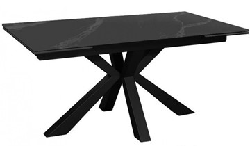 Керамический кухонный стол раздвижной DikLine SFE140 Керамика Черный мрамор/подстолье черное/опоры черные (2 уп.) в Брянске