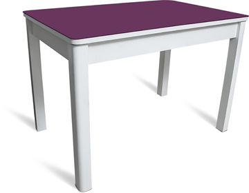 Стол раздвижной Айсберг мини СТ2, белое ЛДСП/фиолетовое стекло/40 массив белый в Брянске