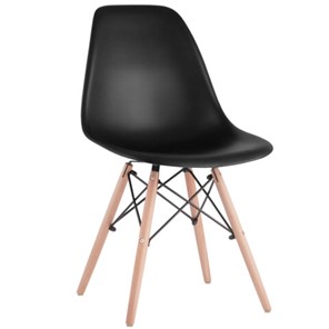 Комплект обеденных стульев 4 шт. BRABIX "Eames CF-010", пластик черный, опоры дерево/металл, 532631, 2033A в Брянске