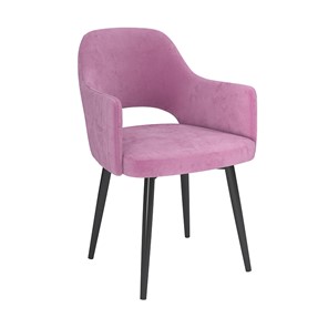 Обеденный стул Берта, велюр тенерифе розовый/Цвет металл черный в Брянске