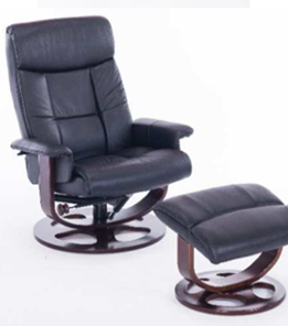 Офисное кресло J6011 для релаксации нат. кожа / дерево, черный в Брянске