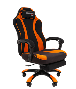 Игровое кресло CHAIRMAN GAME 35 с выдвижной подставкой для ног Ткань черная / Ткань оранжевая в Брянске