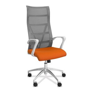 Кресло для руководителя Топ X белый каркас, сетка/ткань TW / серая/оранжевая в Брянске