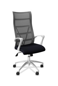 Кресло офисное Топ X белый каркас, сетка/ткань TW / серая/черная в Брянске