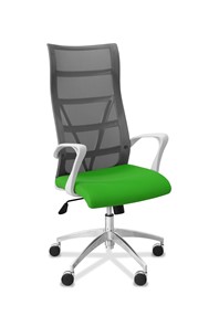 Кресло для руководителя Топ X белый каркас, сетка/ткань TW / серая/салатовая в Брянске