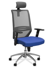 Офисное кресло для персонала Aero с подголовником, сетка/ткань TW / черная/ синяя в Брянске