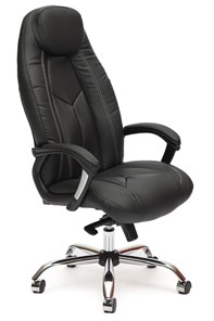 Офисное кресло BOSS Lux, кож/зам, черный/черный перфорированный, арт.9160 в Брянске
