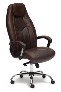 Кресло компьютерное BOSS Lux, кож/зам, коричневый/коричневый перфорированный, арт.9816 в Брянске