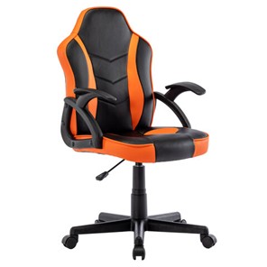 Офисное кресло BRABIX "Shark GM-203", экокожа, черное/оранжевое, 532513 в Брянске