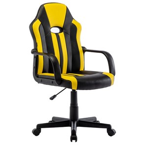 Кресло компьютерное RABIX "Stripe GM-202", экокожа, черное/желтое, 532510 в Брянске