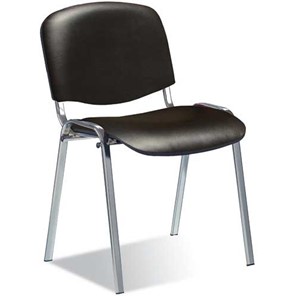 Офисный стул ДамОфис ISO ноги хром +черный кожзам в Брянске