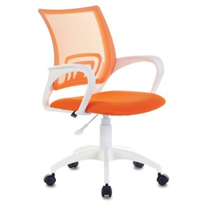 Кресло Brabix Fly MG-396W (с подлокотниками, пластик белый, сетка, оранжевое) 532401 в Брянске